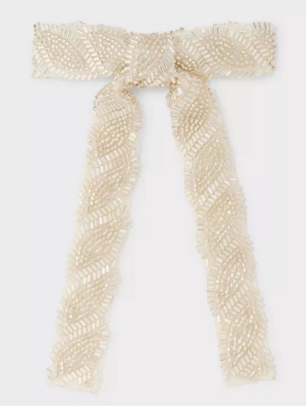 NEW! a new day Cream Beaded Ribbon Hair Bow